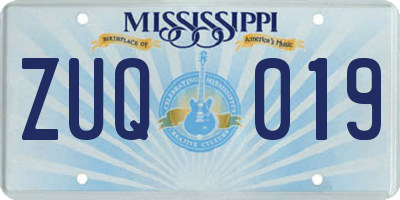 MS license plate ZUQ019