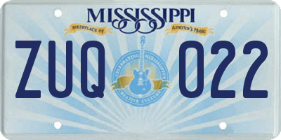 MS license plate ZUQ022