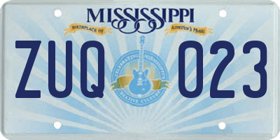 MS license plate ZUQ023