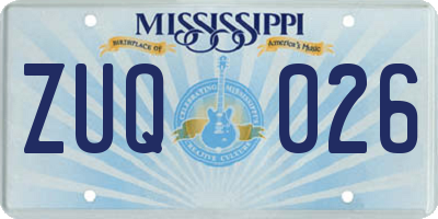 MS license plate ZUQ026