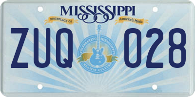 MS license plate ZUQ028