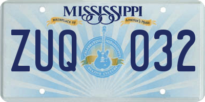 MS license plate ZUQ032