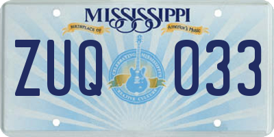 MS license plate ZUQ033