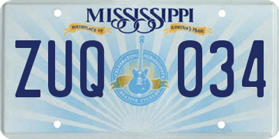 MS license plate ZUQ034