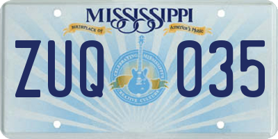 MS license plate ZUQ035