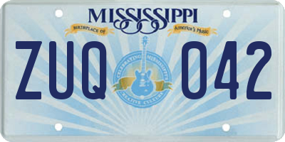 MS license plate ZUQ042