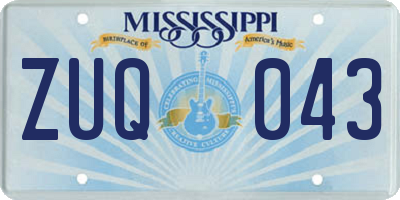 MS license plate ZUQ043