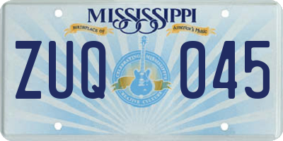MS license plate ZUQ045