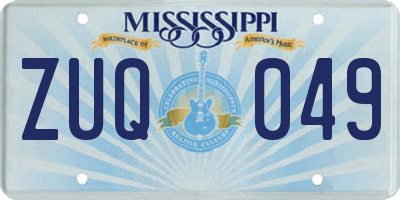 MS license plate ZUQ049