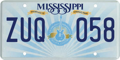 MS license plate ZUQ058