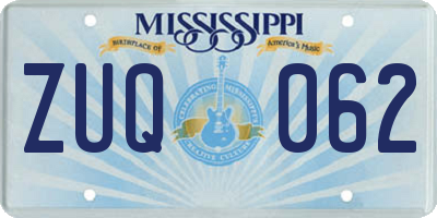 MS license plate ZUQ062