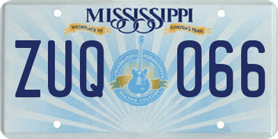 MS license plate ZUQ066
