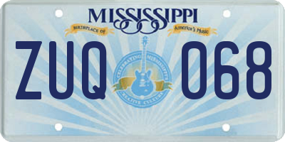 MS license plate ZUQ068