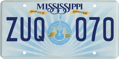 MS license plate ZUQ070