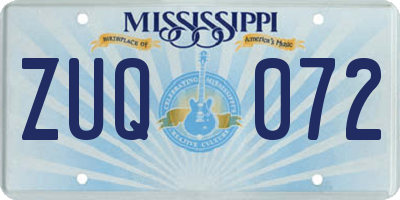 MS license plate ZUQ072