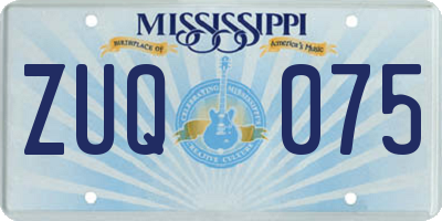 MS license plate ZUQ075