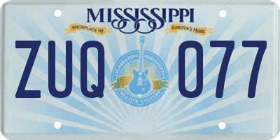 MS license plate ZUQ077