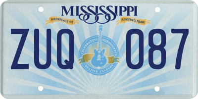 MS license plate ZUQ087