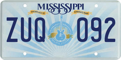 MS license plate ZUQ092