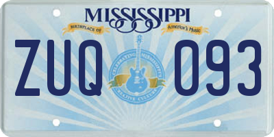 MS license plate ZUQ093