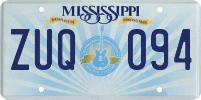 MS license plate ZUQ094