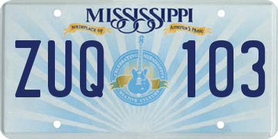MS license plate ZUQ103