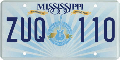 MS license plate ZUQ110
