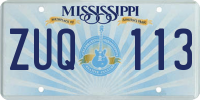 MS license plate ZUQ113