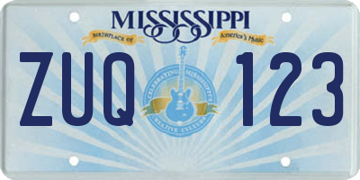 MS license plate ZUQ123