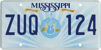 MS license plate ZUQ124