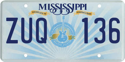 MS license plate ZUQ136