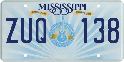 MS license plate ZUQ138