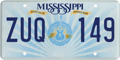 MS license plate ZUQ149