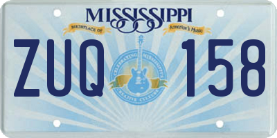 MS license plate ZUQ158