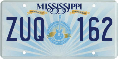 MS license plate ZUQ162