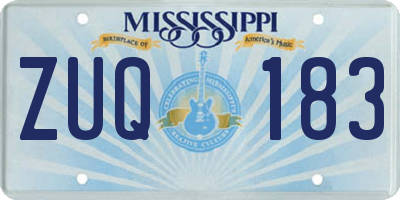 MS license plate ZUQ183