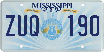 MS license plate ZUQ190
