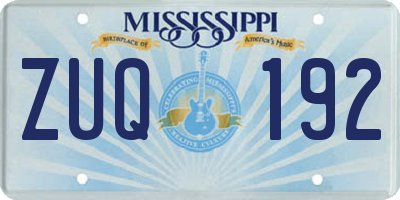MS license plate ZUQ192
