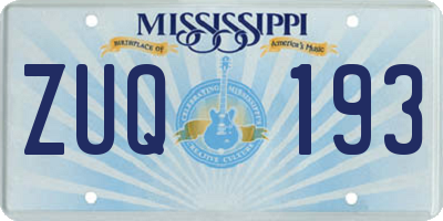 MS license plate ZUQ193