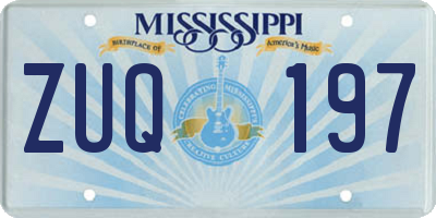 MS license plate ZUQ197