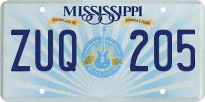 MS license plate ZUQ205