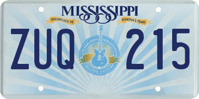 MS license plate ZUQ215