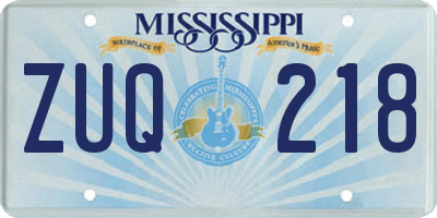 MS license plate ZUQ218