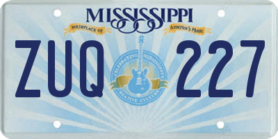 MS license plate ZUQ227