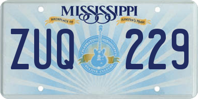 MS license plate ZUQ229