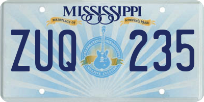 MS license plate ZUQ235