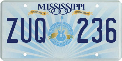 MS license plate ZUQ236