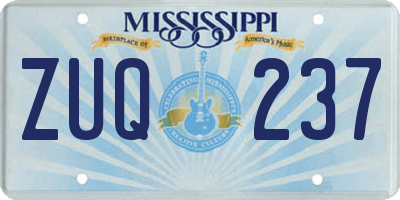 MS license plate ZUQ237