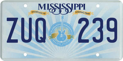 MS license plate ZUQ239