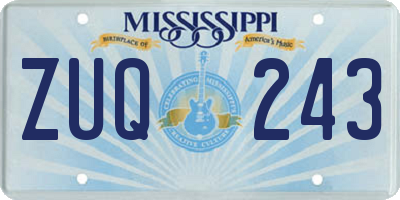 MS license plate ZUQ243